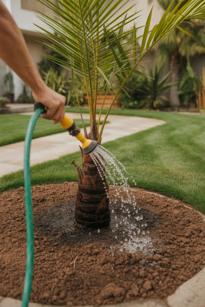 palm tree watering image